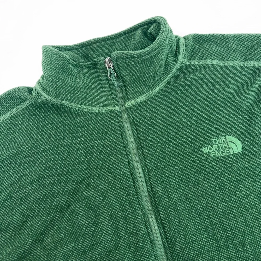 The North Face Mens XL Green Waffle Knit Quarter Zip Fleece Pullover Sweater